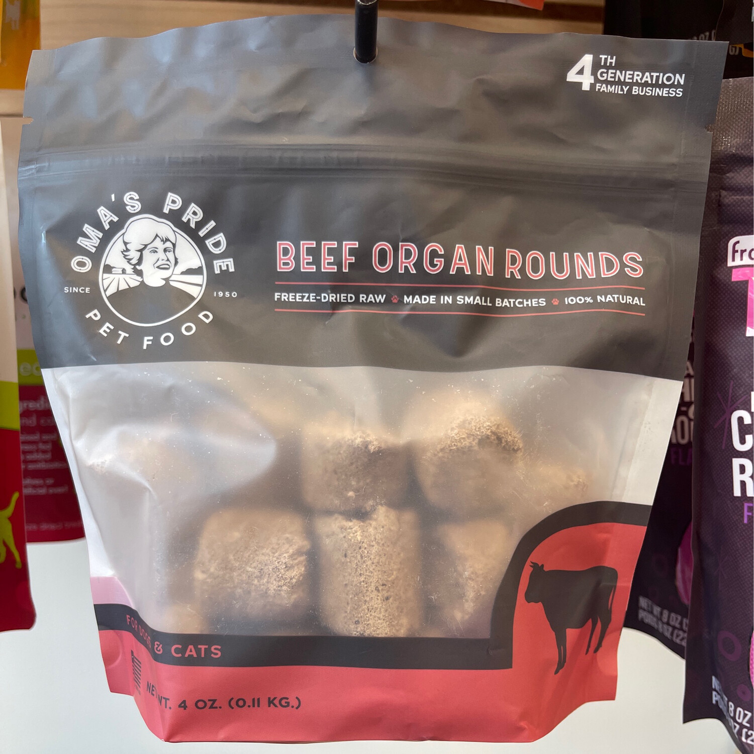 Oma&#39;s Pride Freeze Dried Beef Organ Rounds Treats 4oz
