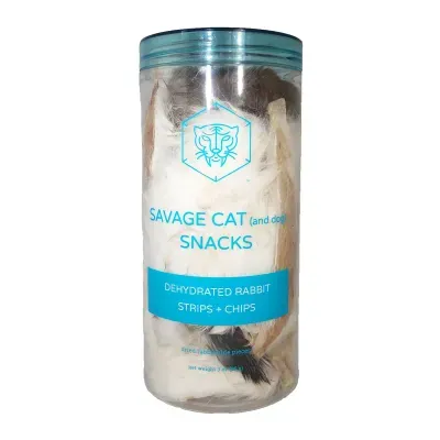 Savage Cat Dehydrated Rabbit Strips &amp; Scalp Chips 3oz