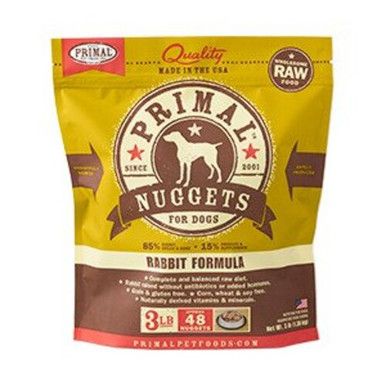 Primal Raw Nuggets Rabbit Formula Raw Frozen Dog Food - 3 Pounds