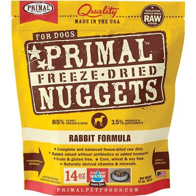 Primal Rabbit Formula Nuggets Grain-Free Raw Freeze-Dried Dog Food - 5.5 oz. bag