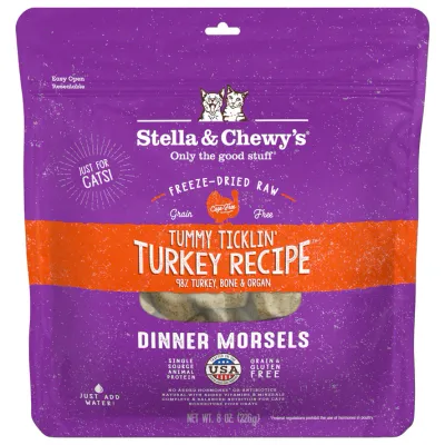 Stella &amp; Chewy&#39;s Cat Frozen Raw Dinner Morsels Tummy Ticklin&#39; Turkey 3lb