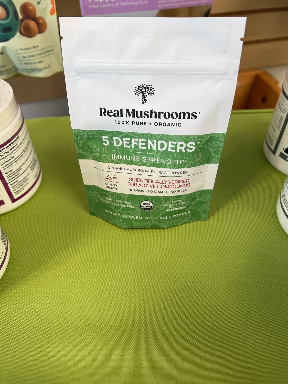 Real Mushrooms: 	5 Defenders Organic Mushroom  45g Bulk Powder