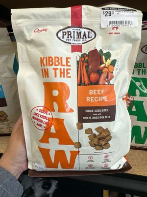 Primal Dog Kibble in The Raw Freeze dried Beef 1.5#