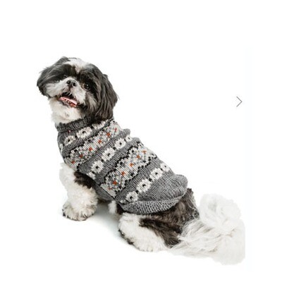Chilly Dog Sweater Fair Isle Silver M