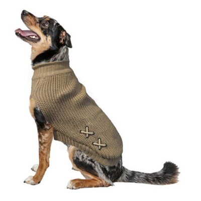 Fashion Pet Sweater Criss Cross Taupe XS