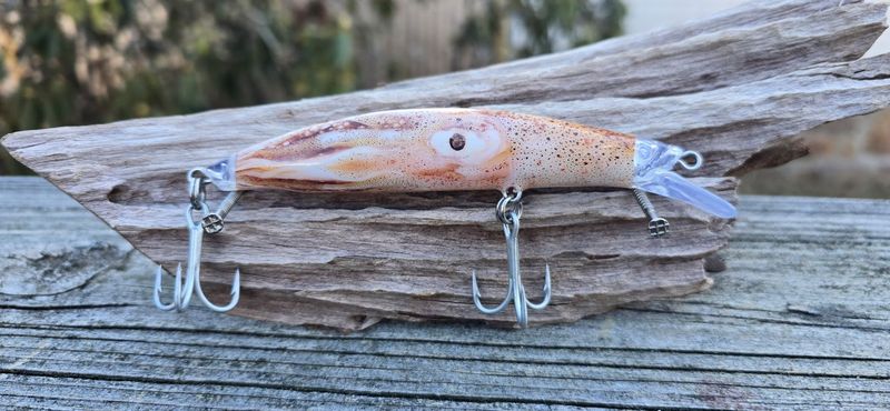 Baby Squid Casting Swim Bait, 4.75 in, .95 oz, Slow Sink. Baby Squid Casting Swim Bait, 4.75 in, .95 oz, Slow Sink.