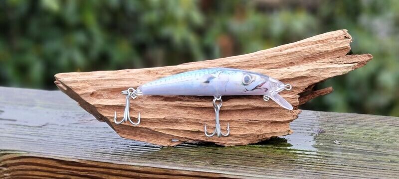 Baby Natural Mackerel Long Cast Sinking Swim Bait, 4.75 in, 1.5 oz. Baby Natural Mackerel Long Cast Sinking Swim Bait, 4.75 in, 1.5 oz.