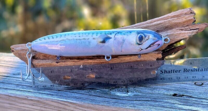 Natural Mackerel Floating Top Water Stick Bait, 7 in, 3.1 oz. Natural Mackerel Floating Top Water Stick Bait, 7 in, 3.1 oz.