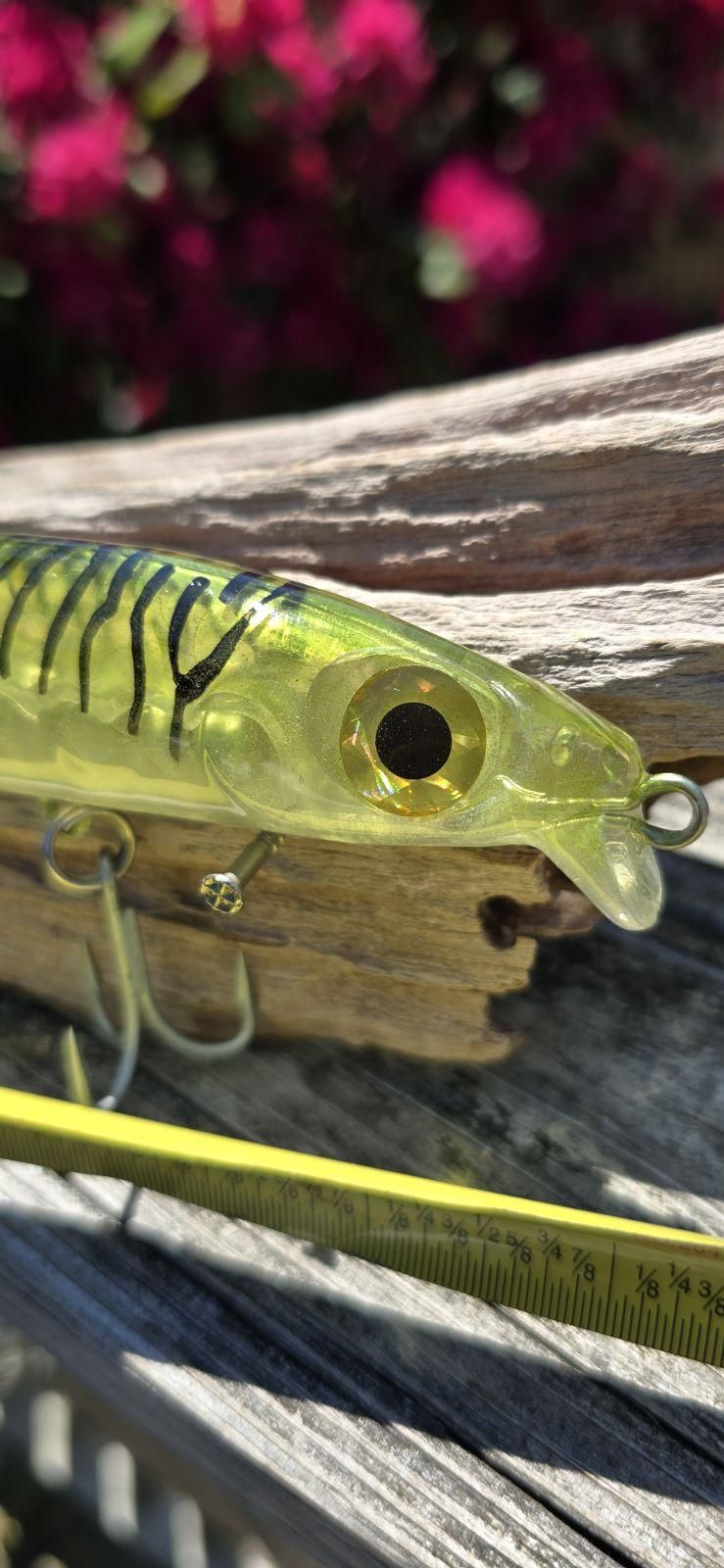 Custom Hand Painted Poison Green Mackerel, 6.75 in, 1.6 oz.