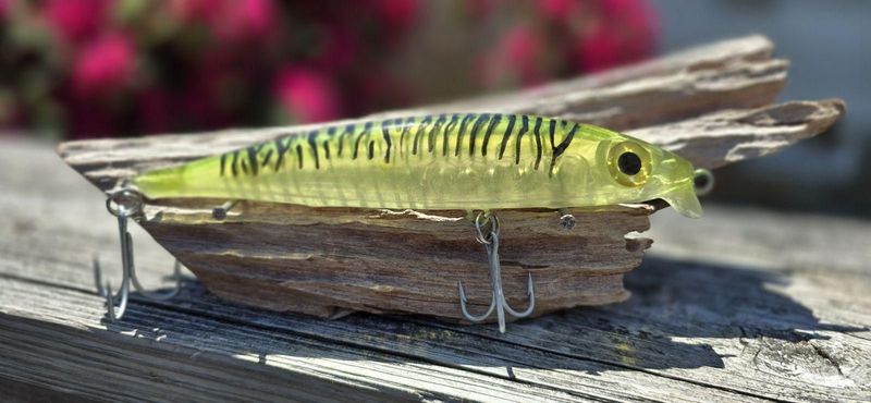 Custom Hand Painted Poison Green Mackerel, 6.75 in, 1.6 oz. Custom Hand Painted Poison Green Mackerel, 6.75 in, 1.6 oz.