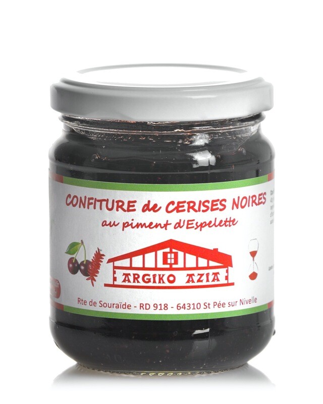 Confiture de Cerises noires au piment d'Espelette AOP Confiture de Cerises noires au piment d'Espelette AOP