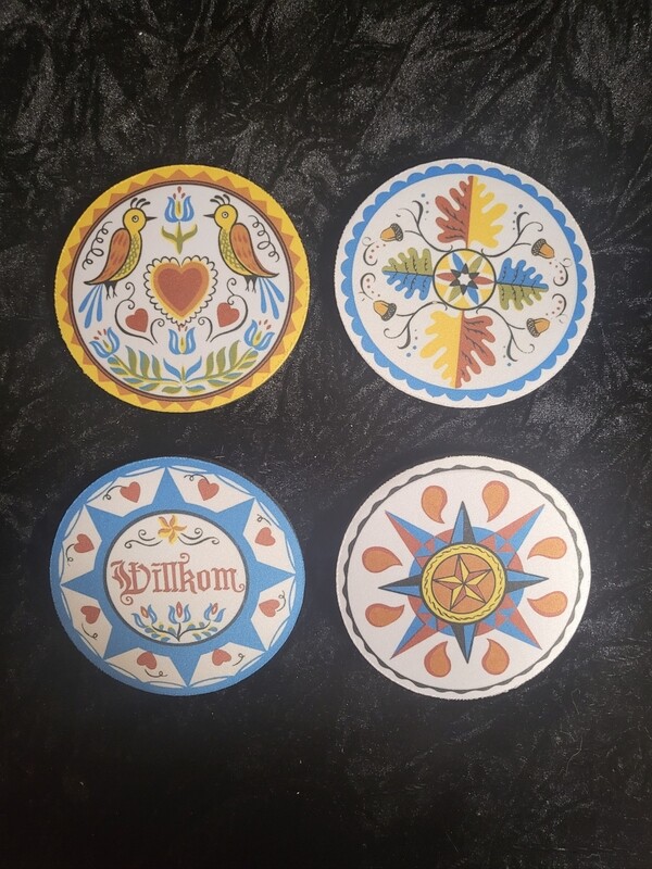 Custom made hex sign coaster set