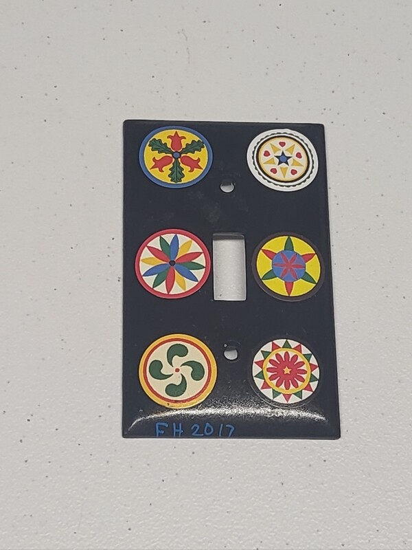 Handmade hex sign light switch plate