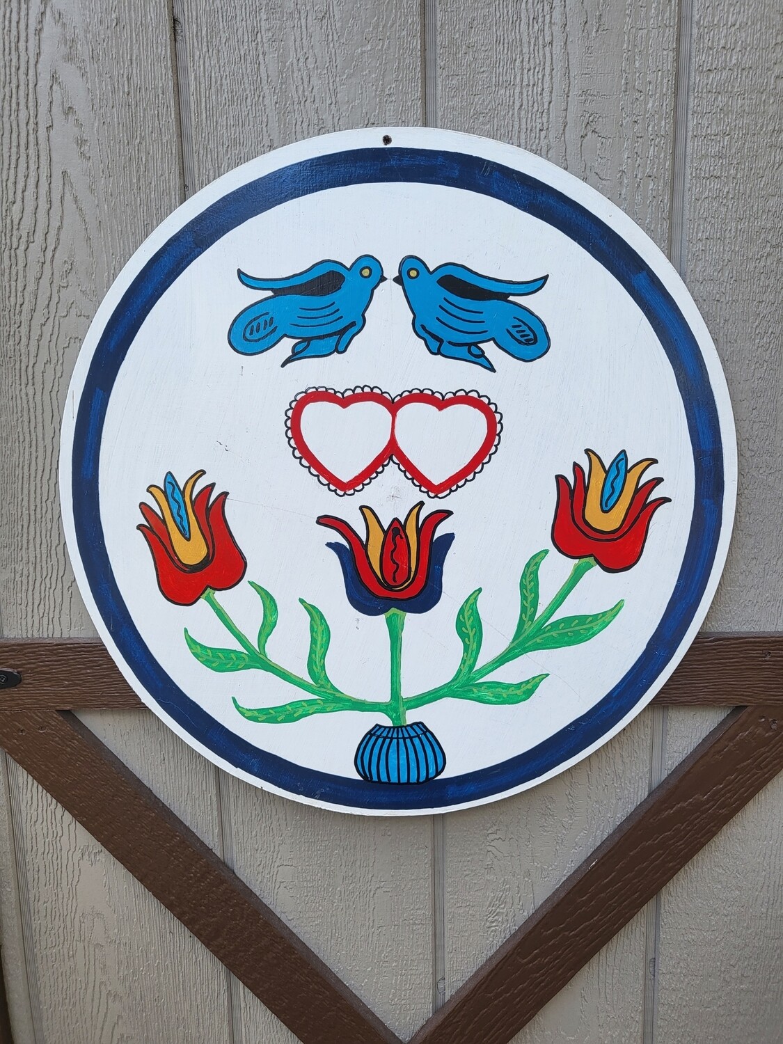 Vintage hand-painted 23" Love Marriage and Happiness