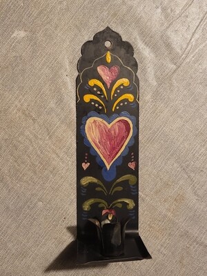 Vintage hand-painted metal candle holder