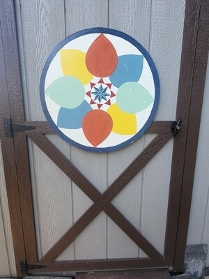 Vintage hand-painted 8 Point Rosette