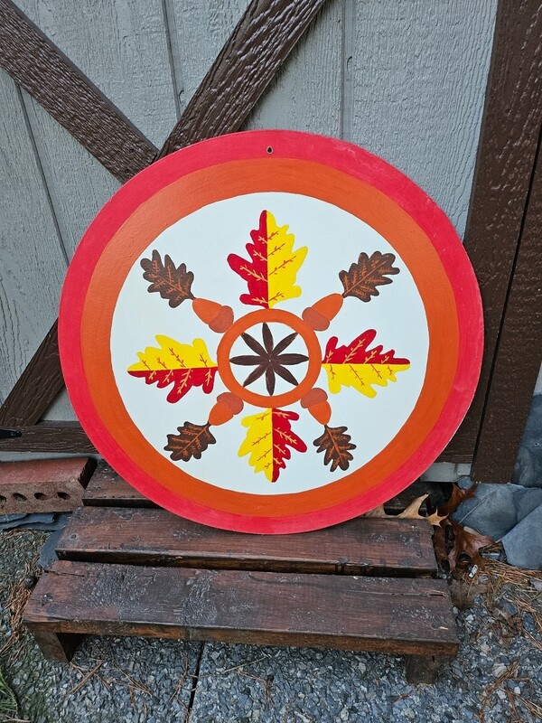 Vintage Hand-Painted Red 23&quot; Oak