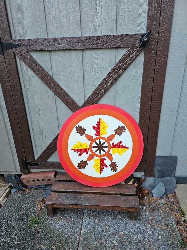 Vintage Hand-Painted Red 23" Oak
