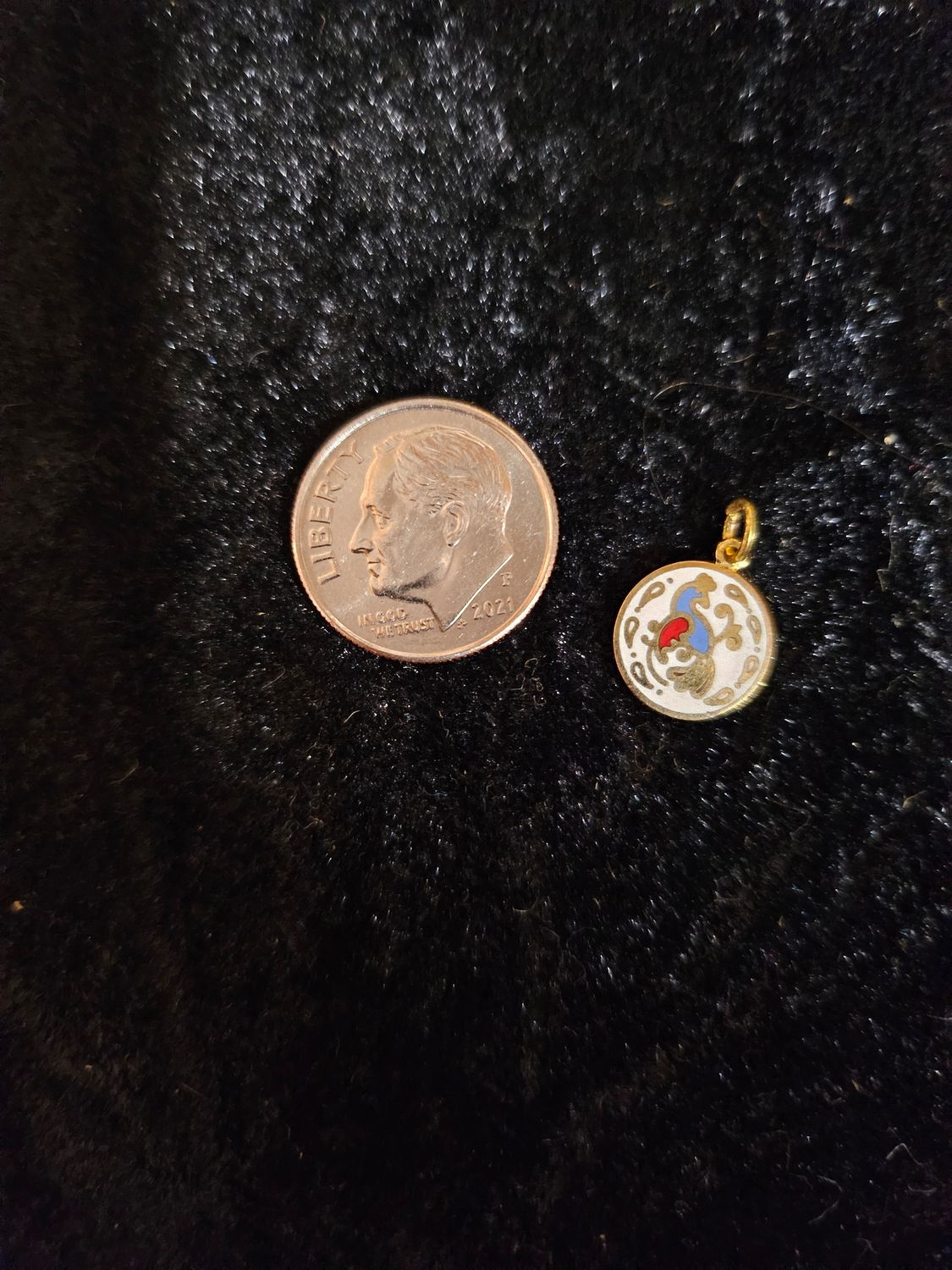 Vintage light blue enamel Distelfink pendent (gold metal color)