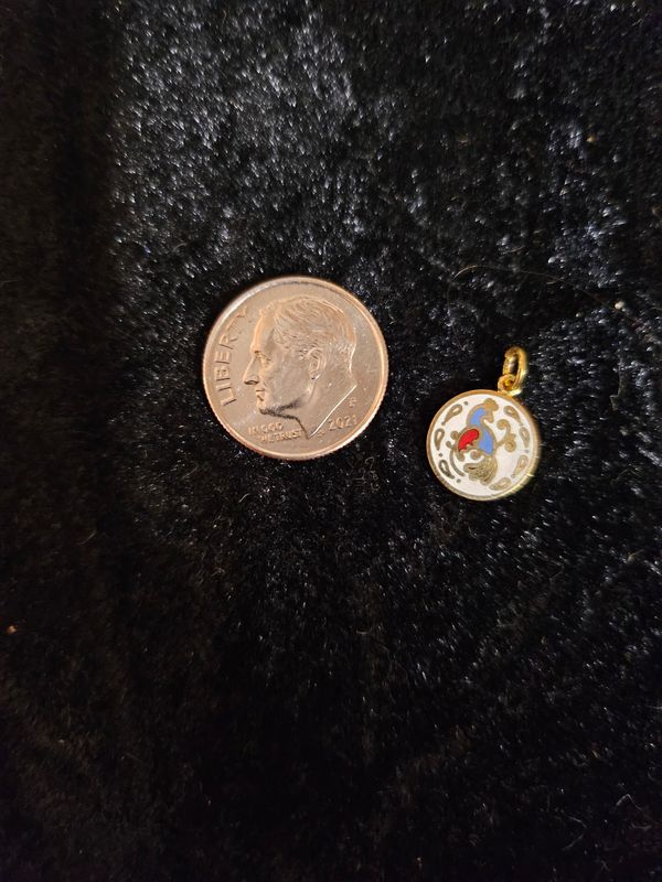 Vintage light blue enamel Distelfink pendent (gold metal color)