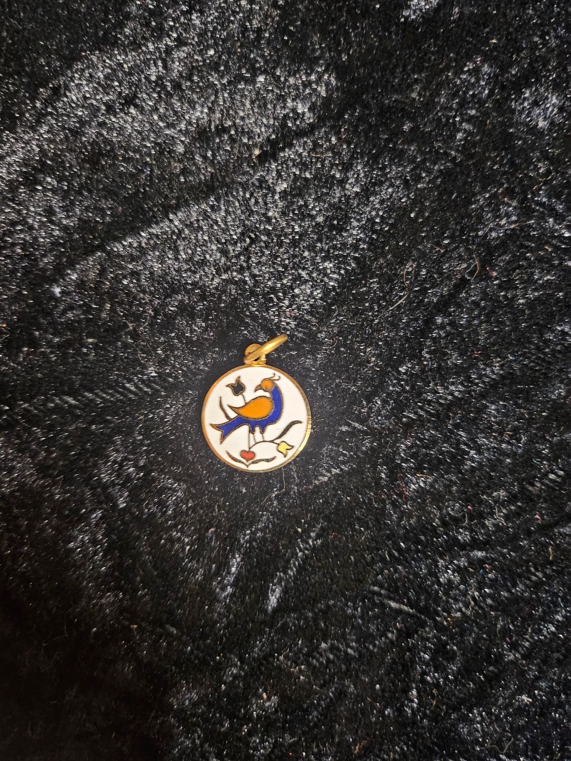Vintage Distelfink enamel pendent