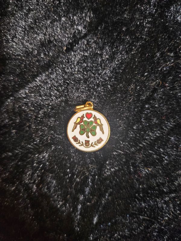 Vintage Irish hex sign enamel pendent