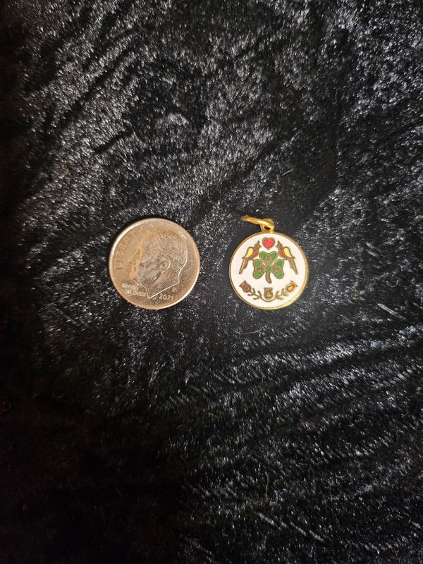 Vintage Irish hex sign enamel pendent