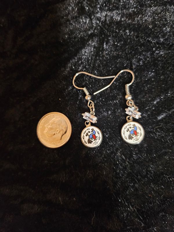 Vintage Distelfink enamel and Cubic Zirconia earrings