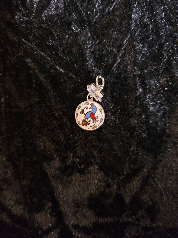 Distelfink enamel and Cubic Zirconia pendant 2