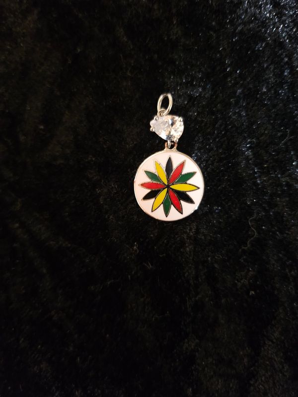 12 Point Rosette enamel and Cubic Zirconia pendant