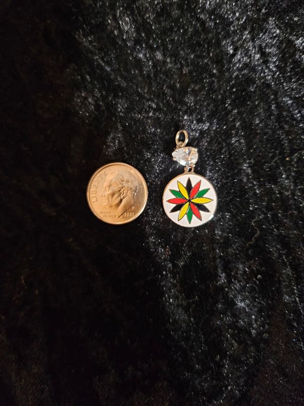 12 Point Rosette enamel and Cubic Zirconia pendant
