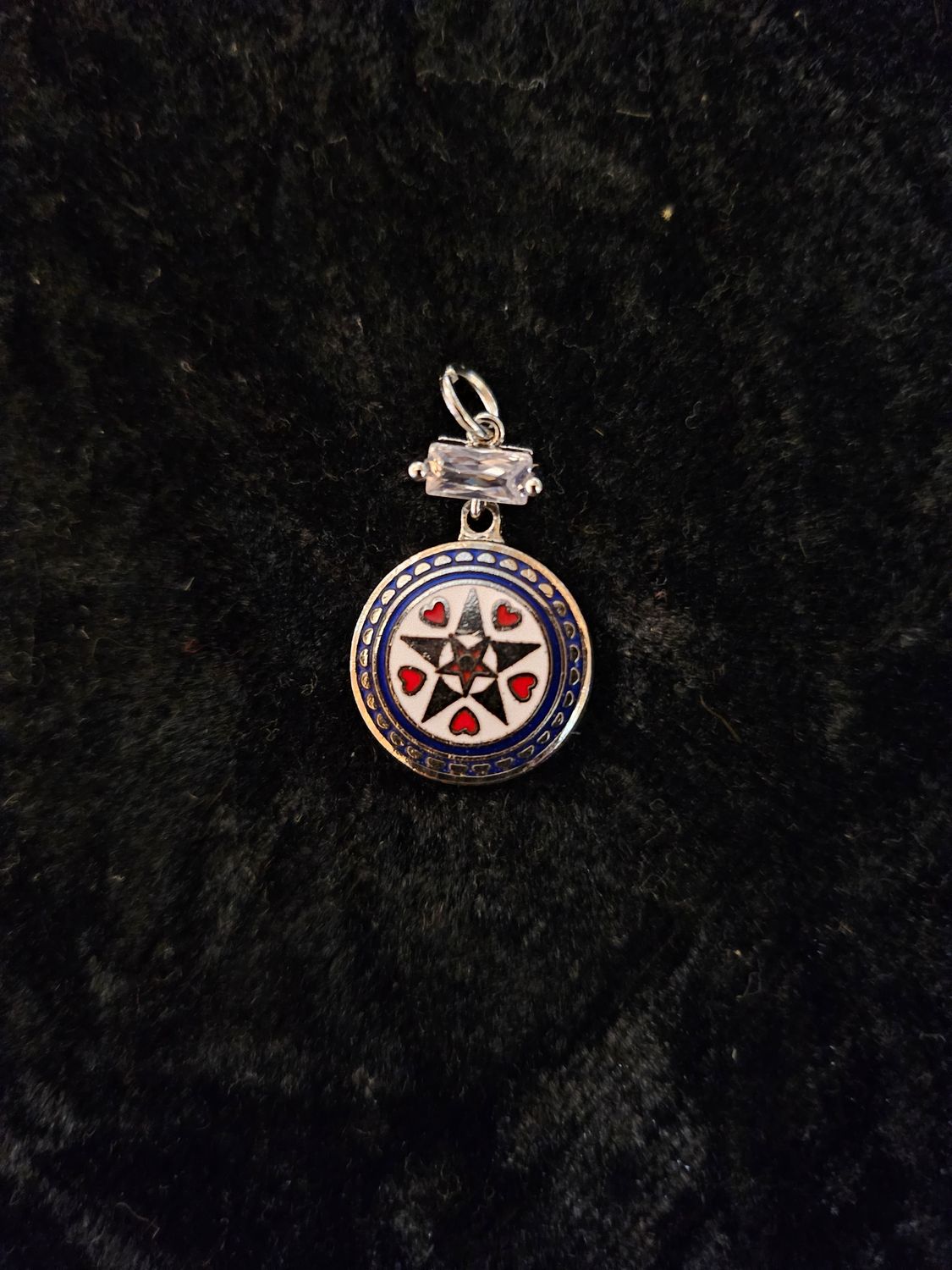 Vintage Lucky Stars enamel and Cubic Zirconia pendant