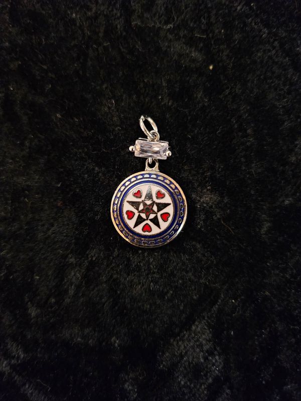Vintage Lucky Stars enamel and Cubic Zirconia pendant