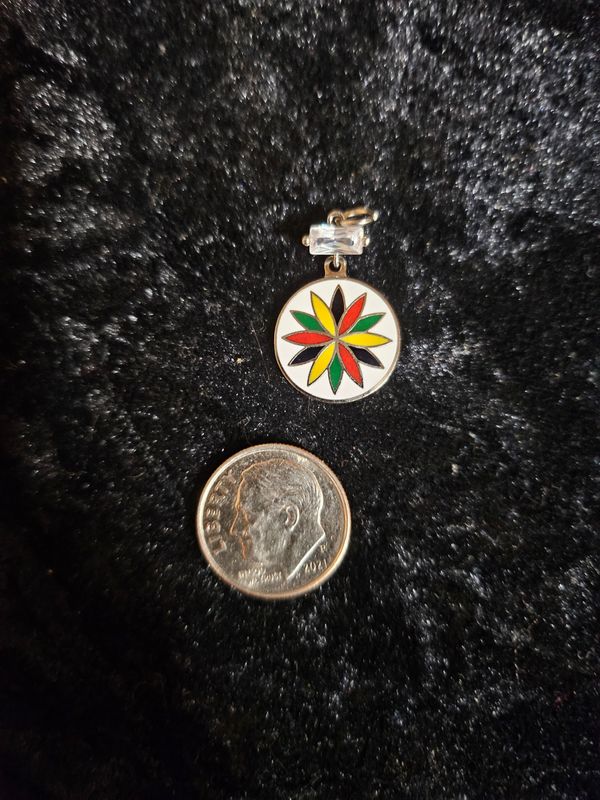 Vintage 12 Point Rosette enamel and Cubic Zirconia pendant