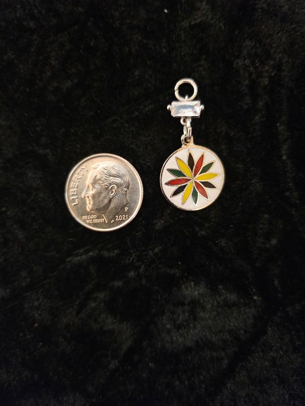 12 Point Rosette enamel and Zirconia pendant 3