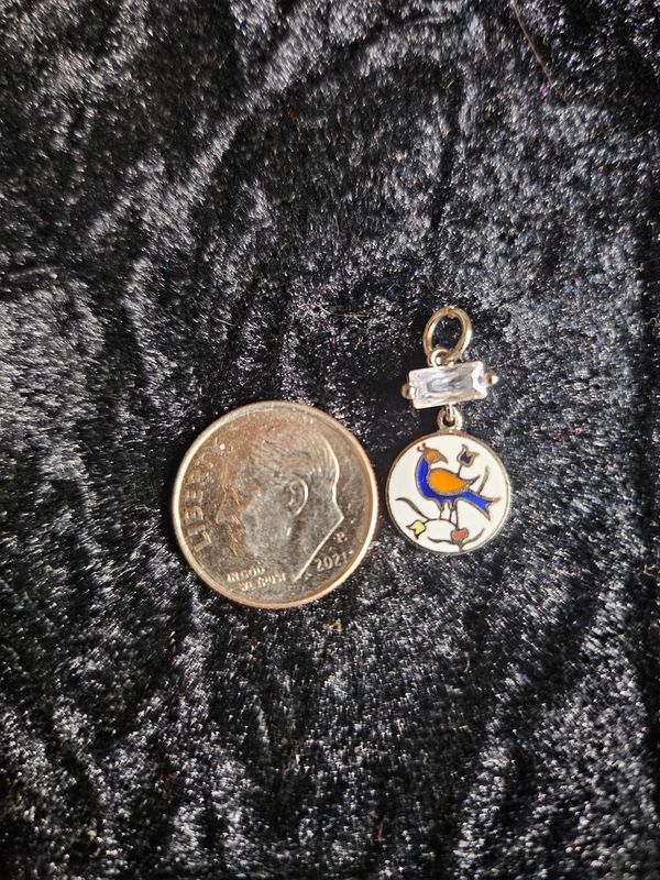 Vintage enamel and Cubic Zirconia distelfink pendant