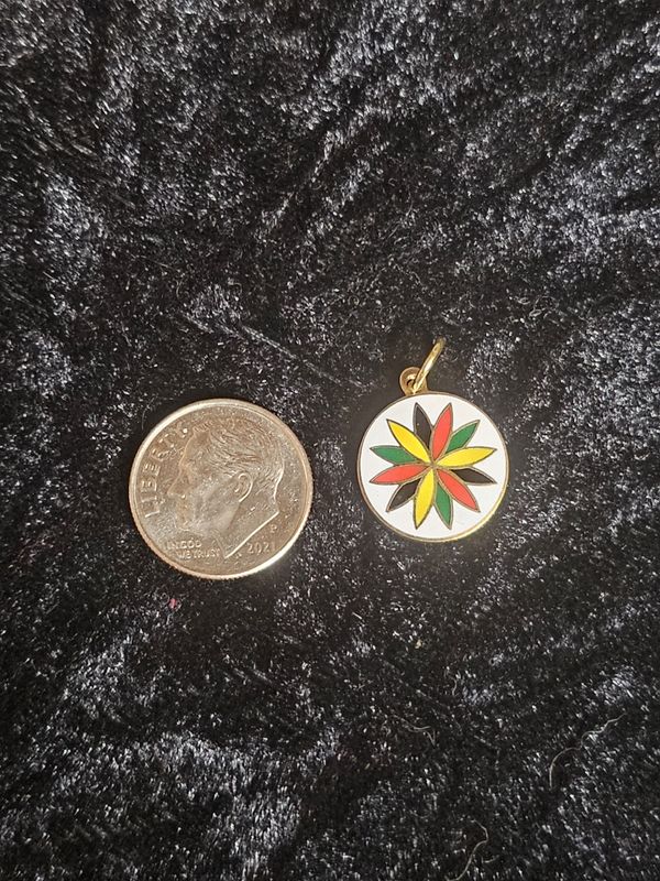 Vintage 12 Point Rosette enamel pendent 2