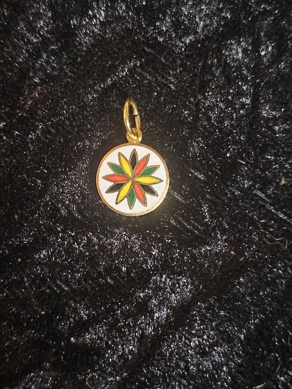 Vintage enamel 12 Point Rosette pendent
