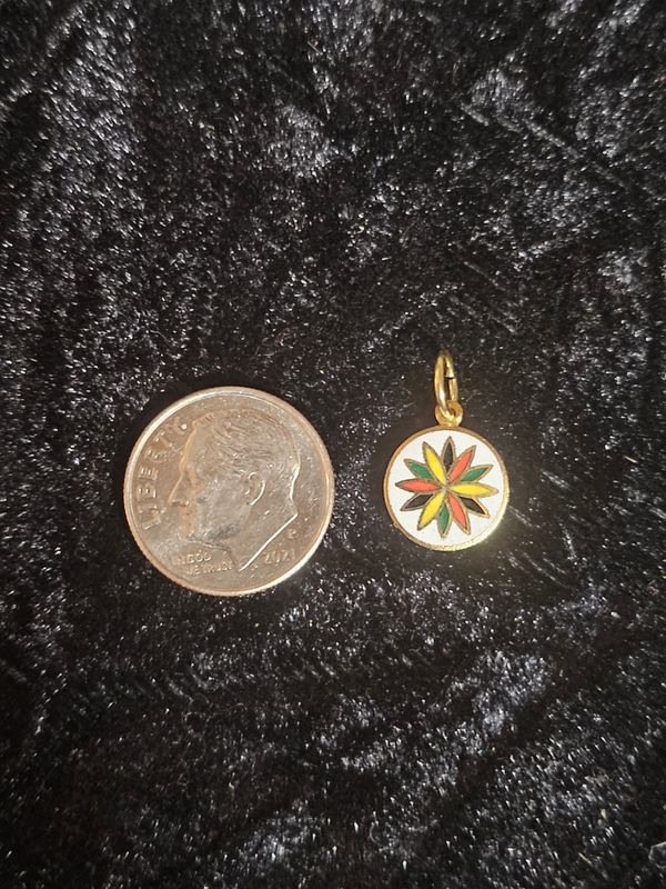 Vintage enamel 12 Point Rosette pendent