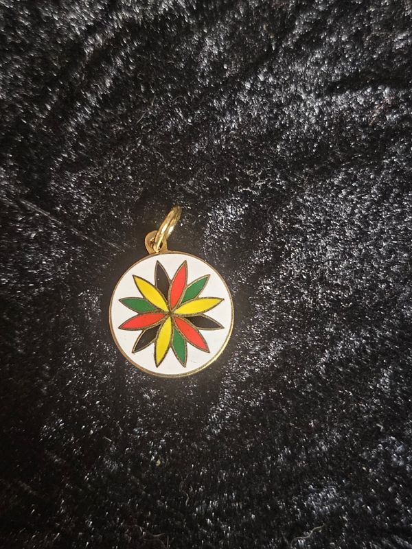 Vintage 12 Point Rosette enamel pendent 2
