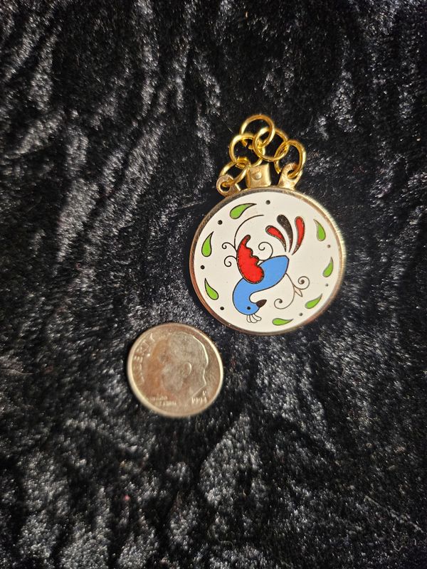 Vintage enamel Distelfink pendent 2