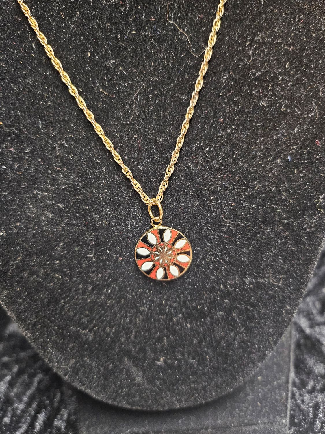 Vintage enamel Goodwill and Abundance necklace