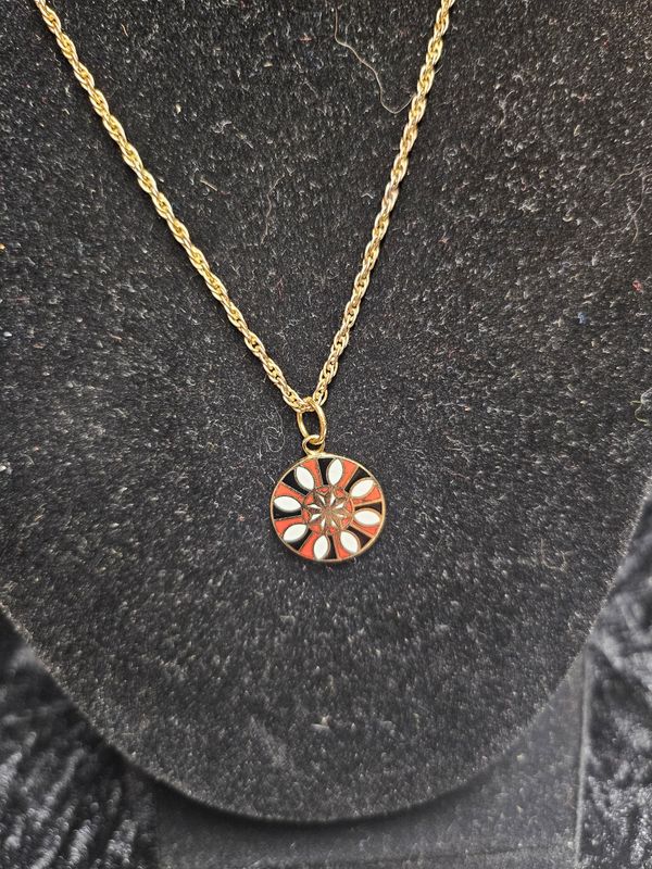 Vintage enamel Goodwill and Abundance necklace