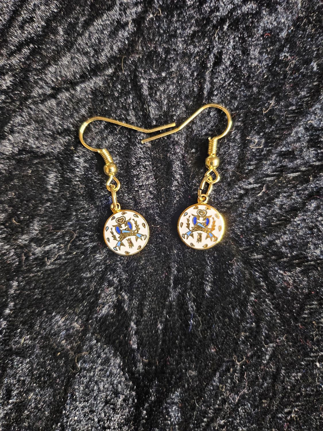 Vintage Love, Marriage and Happiness enamel earrings