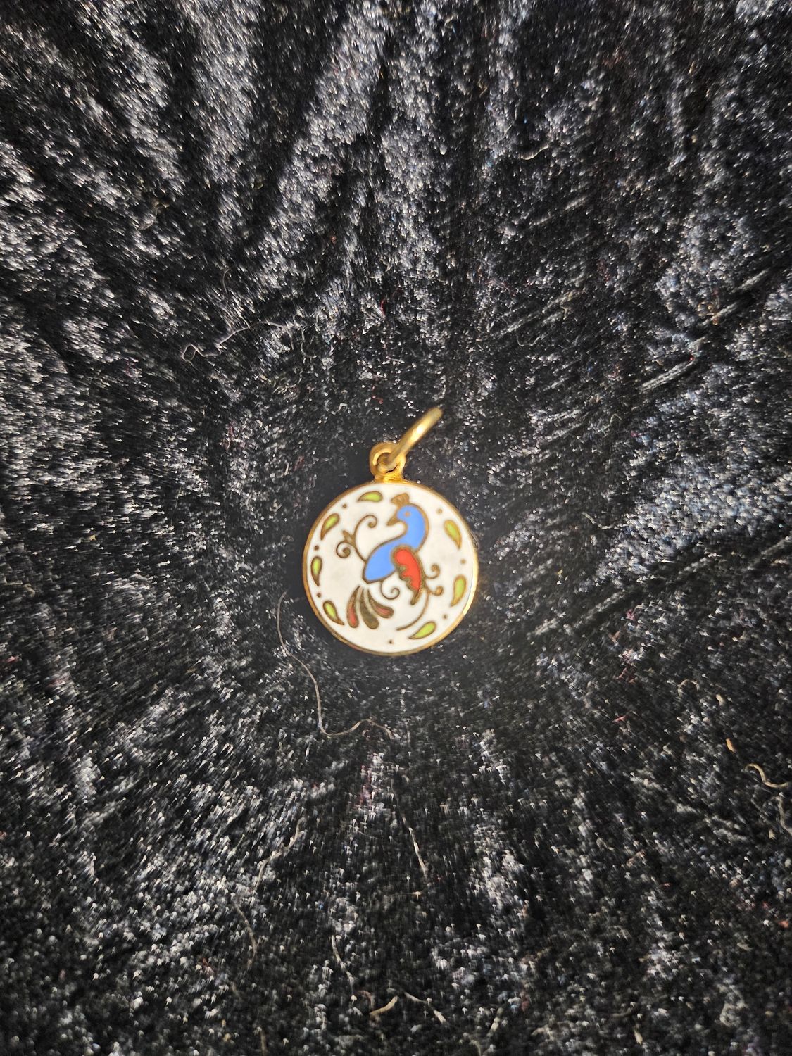 Vintage enamel Distelfink pendent