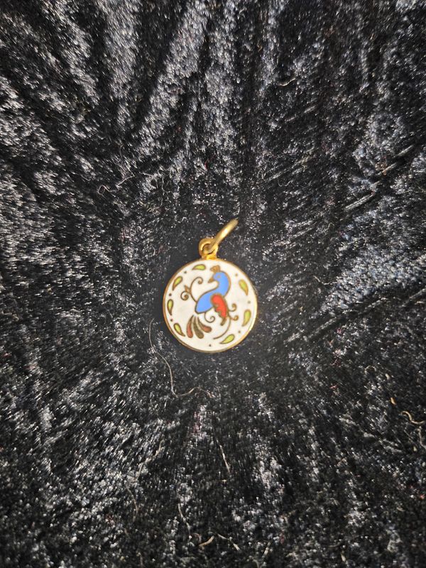 Vintage enamel Distelfink pendent