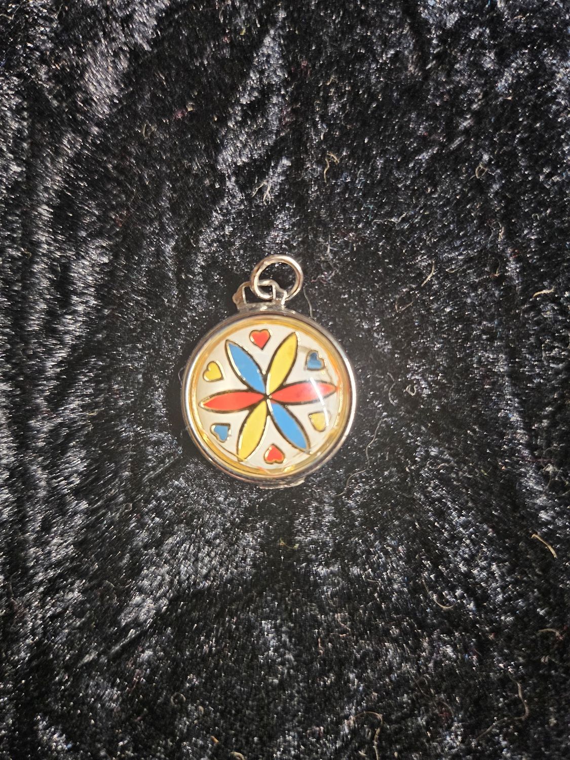 Vintage Love and Romance metal and resin pendent