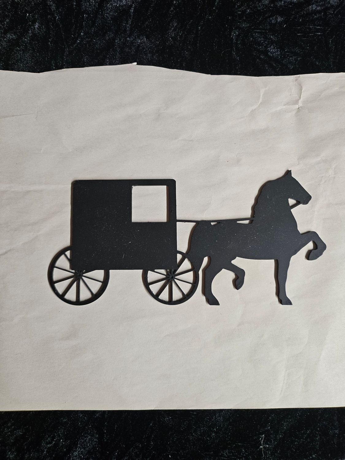 Handmade metal Amish horse and buggy sign
