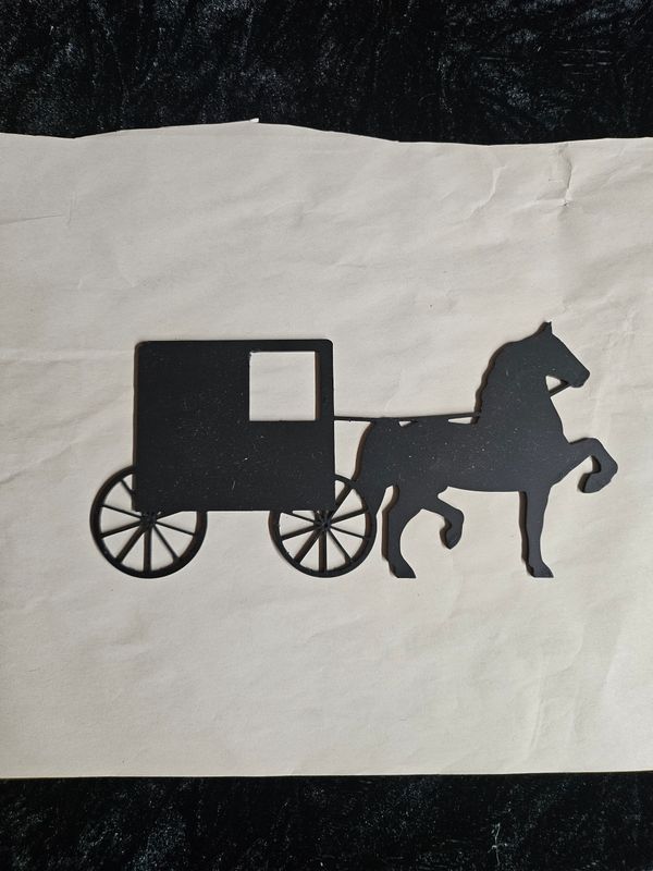 Handmade metal Amish horse and buggy sign