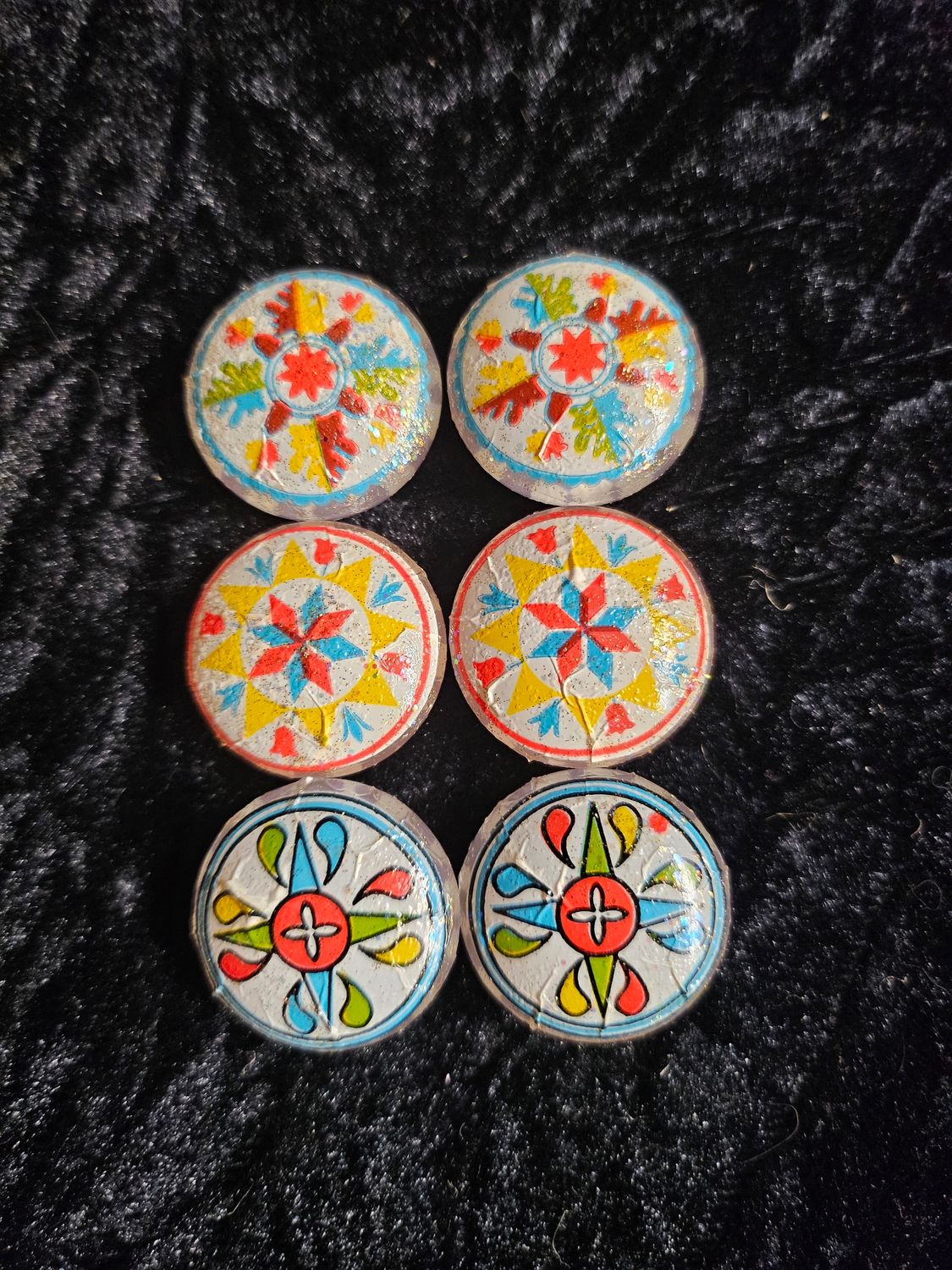 Handmade Glass hex sign magnet set